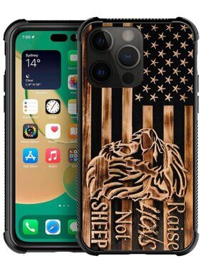 DAIZAG iPhone 14 Pro Shockproof Lions Not Sheep Woodgrain Case NEW
